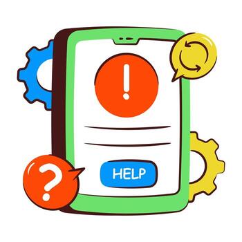 Conceptual doodle design icon of mobile help vector