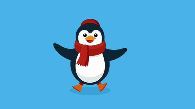 Whimsical Penguin Character Animation Festive Dance Loop vector