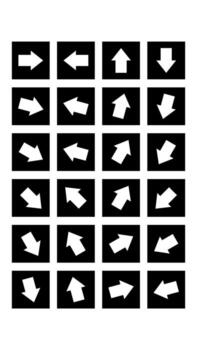 Grid of black squares each with a white arrow pointing in various directions vector