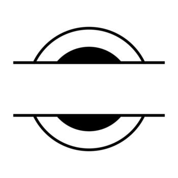 A symmetrical, black and white minimalist design with two curved shapes, in a frame vector