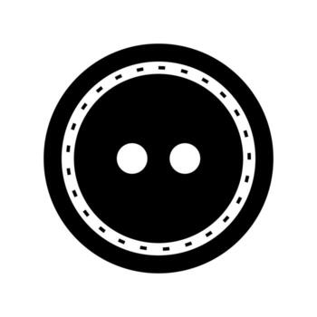 Black and white circular button with a decorative dotted line and two round holes vector