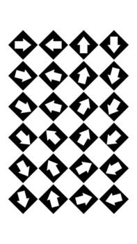 Geometric pattern of black diamonds, each containing a white arrow pointing different directions vector