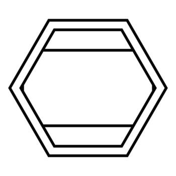 A double-lined, six-sided, angular shape with a large empty center and two internal lines vector