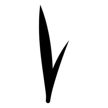 A simple, black, stylized depiction of a leaf with a sharp, angular design vector
