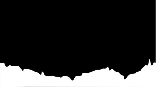 Torn black paper on a white background. Abstract paper cut effect with a ripped bottom edge. Grunge texture banner. vector