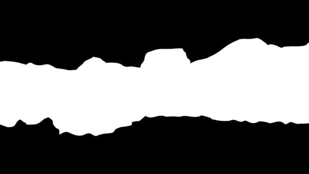 White torn paper hole on a black background. Abstract paper cut frame with wavy, torn edges. Landscape or river silhouette. vector