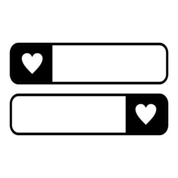 Set of Like or Favorite buttons with heart icons. Black and white web bars for social media or user interface. Illustration. vector