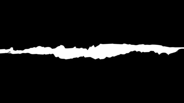 White horizontal torn paper crack on a black background. Abstract grunge texture or rough, splintered edge. Jagged silhouette. vector