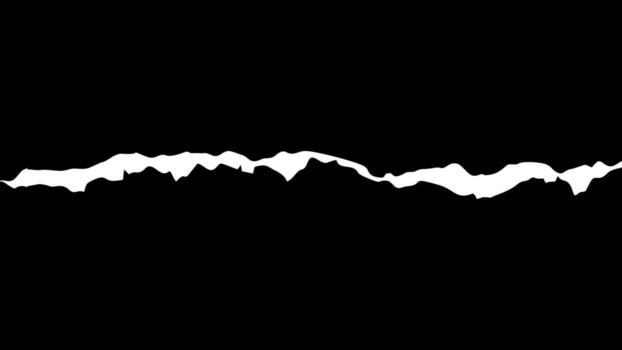 A white horizontal torn paper crack on a black background. Jagged edge silhouette resembling a mountain skyline. Abstract grunge texture. vector