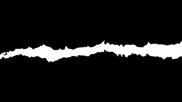 A white horizontal rip on a black background. Abstract torn paper texture. Jagged edge silhouette resembling a mountain range. Element. vector