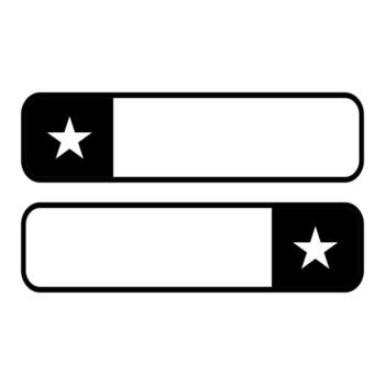 conjunto de favorito o clasificación botones con estrella iconos negro y blanco web barras para revisión o marcador. ui elementos. vector