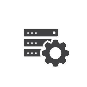 flat design icons of database systems, servers. vector