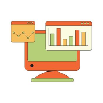 Computer Screen Displaying Business Analytics Charts vector