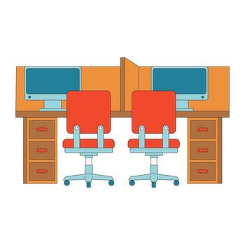 cubículos con sillas y ordenadores ilustración vector