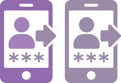 Flat-style icon representing phone login, ideal for websites, mobile apps, and digital platforms related to user authentication and account access. vector