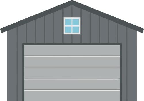 Flat Design Gray Garage with Horizontal Panel and Small Window Illustration vector