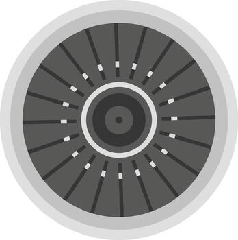 Simple Flat Illustration Jet Engine Front View Machine Component vector