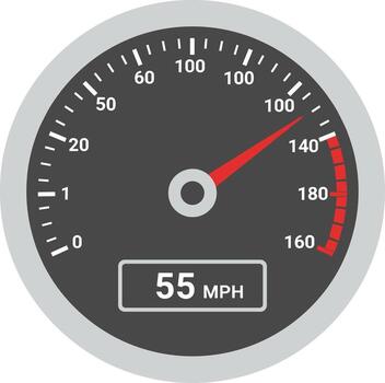 Modern Simple Dashboard Speedometer Design Displaying 55 Miles Per Hour Illustration vector