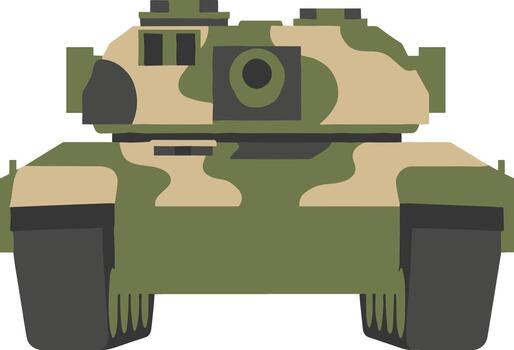 Simple Flat Style Camouflage Pattern Military Tank Front View Illustration vector