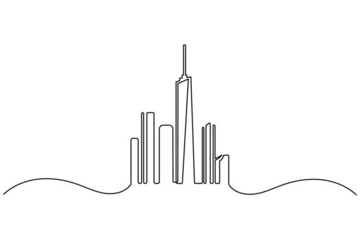 Modern building outline one line drawing minimalist continuous design vector