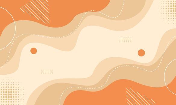 Abstract Orange Wavy Background with Geometric Elements. vector