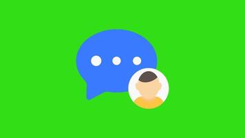 skriver partner animering som visar en chatt bubbla med animerad skriver prickar och en små avatar täcka över. idealisk för meddelandehantering app bilder, uppkopplad chatt, och digital kommunikation begrepp. video