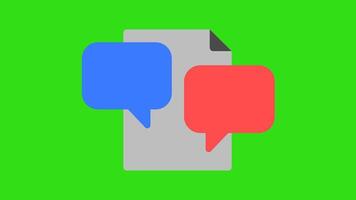 Comment thread animation showing a document with connected speech bubbles. Ideal for collaboration, online feedback, and document communication concepts. video