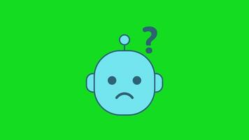 AI confused state animation featuring an assistant face with a question mark. Perfect for chatbot errors, misunderstanding visuals, and virtual assistant reactions. video