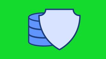 gegevens maskeren schild animatie met een databank cilinder gedeeltelijk gedekt door een beschermend schild. perfect voor beveiligen opslag, toegang controle, en nakoming beelden. video