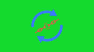 fil synkronisera slinga fel animering som visar cirkulär synkronisera pilar med en bruten länk i mellan. idealisk för illustrerar synkronisering problem, moln lagring frågor, och data överföra avbrott. video