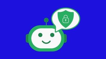 ai säkerhet läge animering som visar ett assistent med skydda och låsa symbol. bra för Cybersäkerhet, Integritet, och digital skydd begrepp. video
