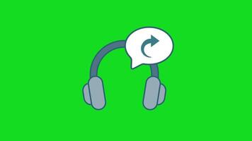 Headset AI prompt animation with headphones showing a glowing reply icon. Ideal for virtual assistant, voice recognition, and smart audio technology visuals. video