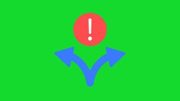 fundir conflito alerta animação apresentando dois ramificação Setas; flechas colidindo para dentro a exclamação marca. perfeito para ilustrando versão ao controle erros, código conflitos, e colaborativo desenvolvimento problemas. video