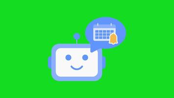 ai lembrete modo animação apresentando a assistente com uma calendário e Sino símbolo. perfeito para agendamento, produtividade, e inteligente assistente conceitos. video