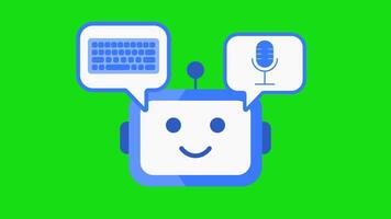 voz e texto entrada modo animação apresentando a assistente com ambos microfone e teclado ícones. perfeito para multimodal ai, chatbot interfaces, e inteligente comunicação Projeto. video