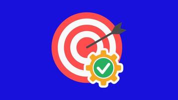 effektivitet mål styrelse animering som visar en dartboard med en redskap och bock symbol. bra för produktivitet, mål prestation, och optimering bilder. video