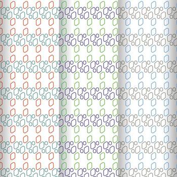 Geometric Hexagon Oval Pattern Set Abstract Colorful Repeat Background vector