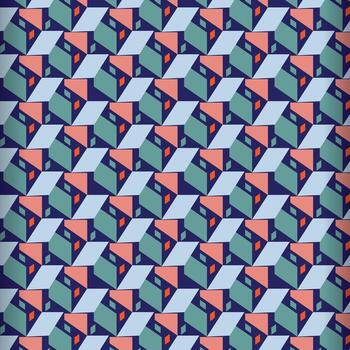 Isometric House Cube Pattern Background 3D Optical Illusion vector