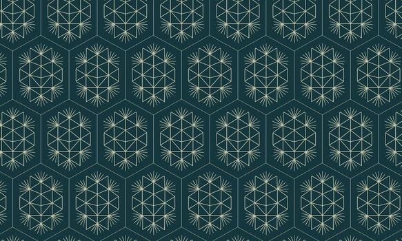 geometric hexagonal pattern with intricate internal line art design on a dark teal background vector