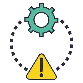 A warning sign that the machine is working vector