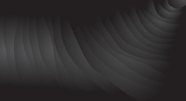 Abstract background with curved wavy lines pattern in dark grey and black vector