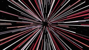 dinamico fantascienza velocità tunnel con rosso e bianca leggero striature la creazione di un' parallasse movimento effetto. futuristico ordito velocità viaggio attraverso spazio, Perfetto per tecnologia, fantascienza, o movimento sfondi video