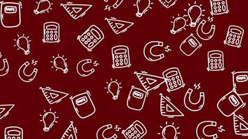 Seamless Math and Science Tools Pattern Animation on Red Background video