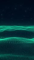 Mesmerizing loop animation of flowing waves with glowing green light effects video