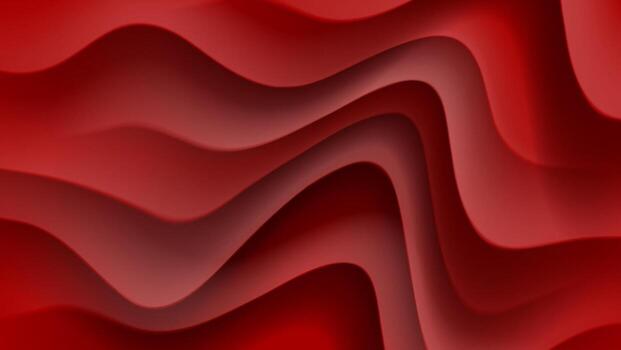 Layered red abstract design with wavy curves. vector
