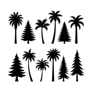 Silhouette of various trees for your design project vector