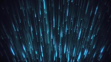 Digital data stream tech background with blue fiber optic light data nodes and particles. This modern technology background is full HD and a seamless loop. video