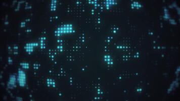 Blue technology background with a glowing grid of flashing digital data lights. Big data visualization concept. This modern tech background is full HD and looping. video