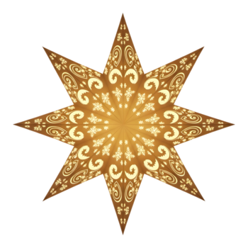 Elegant golden star ornament with intricate holiday details for festive celebrations png