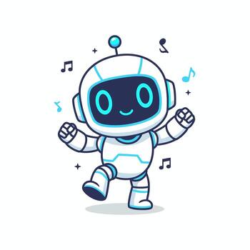 Dancing Robot With Music Notes vector